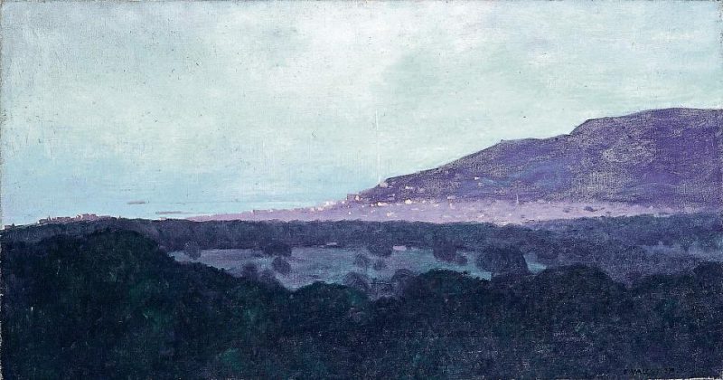 Gemälde von Félix Vallotton. Blick auf Trouville am Abend